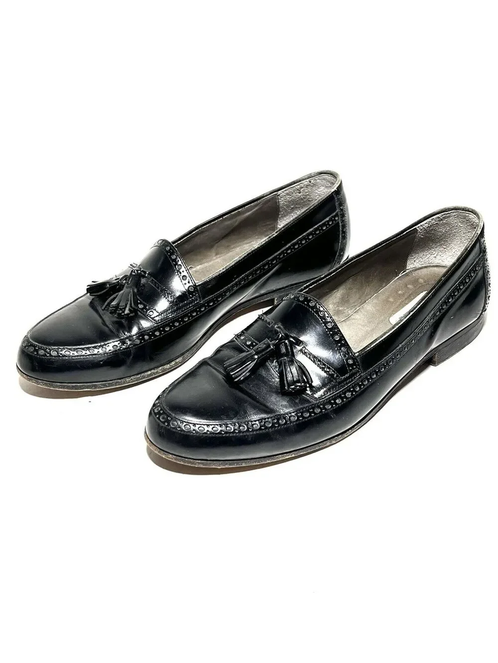Bally Men's VGUC Black Leather Tassel Slip On Loafer Shoe Size 8.5 D